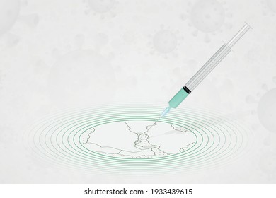Bahrain vaccination concept, vaccine injection in map of Bahrain. Vaccine and vaccination against coronavirus, COVID-19. Vector template about Healthcare.