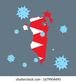 bahrain vector graphics map and corona virus
