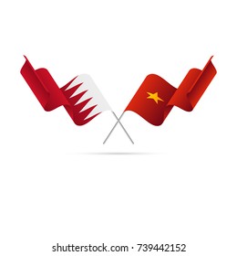 Bahrain and Vietnam flags. Crossed flags. Vector illustration.