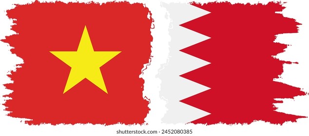 Bahrain and Vietnam grunge flags connection, vector