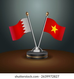Bahrain and Vietnam table flag relation with gradient backgrund