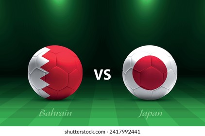 Bahrain vs Japan football scoreboard broadcast template for soccer asia tournament 2023