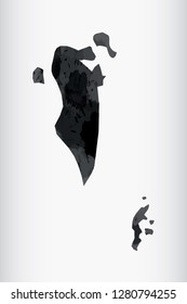 Bahrain watercolor map vector illustration of black color on light background using paint brush in paper page