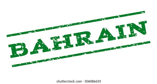 Bahrain watermark stamp. Text Caption between parallel lines with grunge design style. Rubber seal stamp with scratched texture. Vector green color ink imprint on a white background.