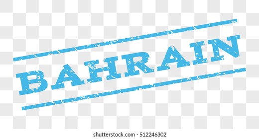 Bahrain watermark stamp. Text caption between parallel lines with grunge design style. Rubber seal stamp with unclean texture. Vector light blue color ink imprint on a chess transparent background.