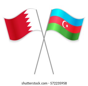 Bahraini and Azerbaijani crossed flags. Bahrain combined with Azerbaijan isolated on white. Language learning, international business or travel concept.