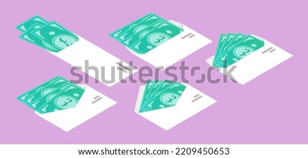 Bahraini Dinar Money in Envelope Isometric Icon