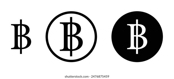 Baht black filled and outlined sign set