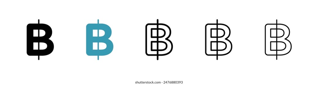 Baht black sign vector collection
