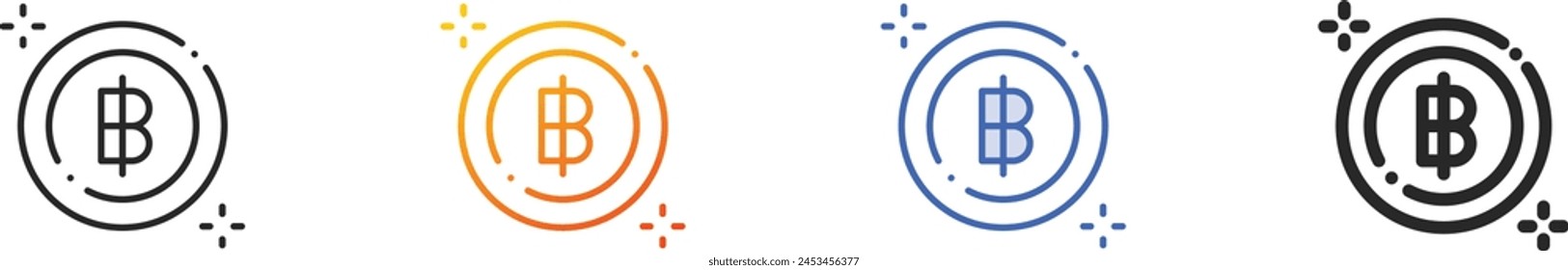 baht icon.Thin Linear, Gradient, Blue Stroke and bold Style Design Isolated On White Background