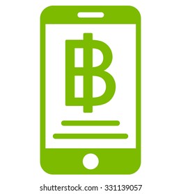 Baht Mobile Payment vector icon. Style is flat eco green symbol, rounded angles, white background.