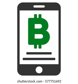 Baht Mobile Payment vector pictograph. Illustration style is a flat iconic bicolor green and gray symbol on white background.