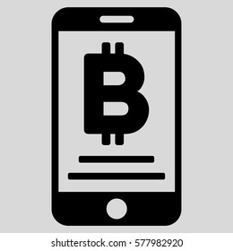 Baht Mobile Payment vector pictograph. Illustration style is a flat iconic black symbol on light gray background.