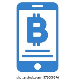 Baht Mobile Payment vector pictograph. Illustration style is a flat iconic cobalt symbol on white background.