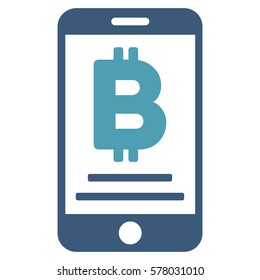 Baht Mobile Payment vector pictograph. Illustration style is a flat iconic bicolor cyan and blue symbol on white background.