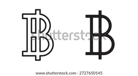 Baht sign in doodle and stroke style.