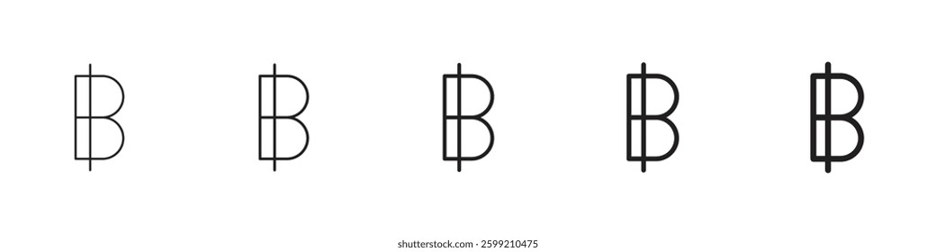 Baht sign set in black and blue colors on white background