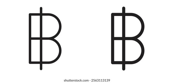 Baht signs in black line and filled versions