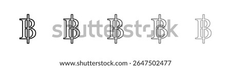 Baht signs graphic set. trendy stroke line style