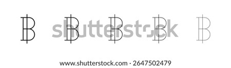Baht signs graphic set. trendy stroke line style