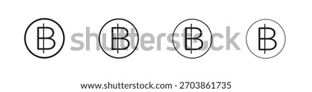 Baht signs linear vector icon in a editable style.