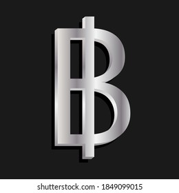 símbolo de plata baht en el fondo oscuro.