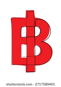 O símbolo baht sob a forma de um desenho em linha contínua.