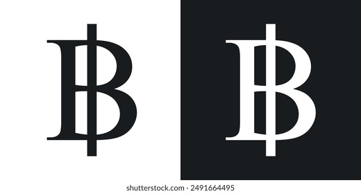Baht vector sign set in black and blue colors
