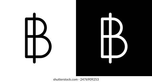 Bahtvector sign set on white background.