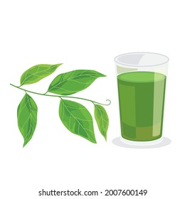 Bai yanang - Thai food and herb ingredient for healthy, glass of yanang juice.