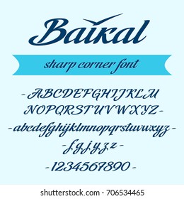 Baikal alphabet lettering. Vector font