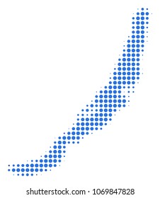Baikal Lake Map halftone vector pictogram. Illustration style is dotted iconic Baikal Lake Map icon symbol on a white background. Halftone pattern is round blots.