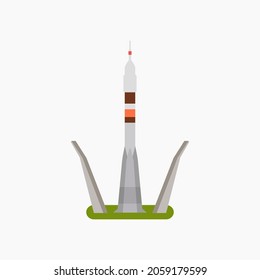 Baikonur Cosmodrome. Flat vector illustration. 