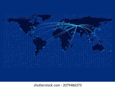 Baikonur map for technology or innovation or export concepts. Connections of the country to major cities around the world. File is suitable for digital editing and prints of all sizes.