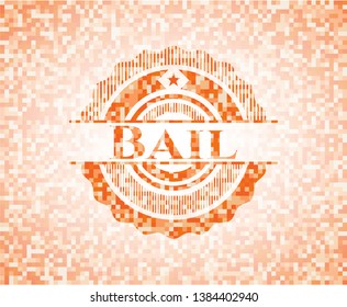 Bail abstract orange mosaic emblem with background