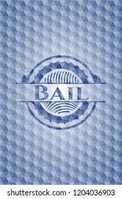 Bail blue badge with geometric pattern.