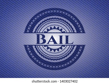 Bail emblem with jean high quality background. Vector Illustration. Detailed.