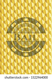 Bail gold badge or emblem. Scales pattern. Vector Illustration. Detailed.