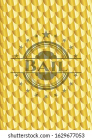 Bail gold emblem or badge. Scales pattern. Vector Illustration. Detailed.