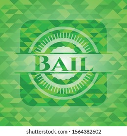 Bail green emblem with mosaic background. Vector Illustration. Detailed.