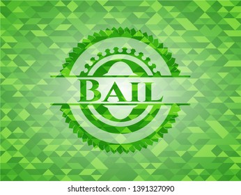 Bail green emblem with triangle mosaic background. Vector Illustration. Detailed.