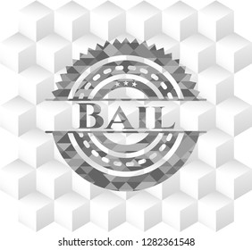 Bail grey emblem. Vintage with geometric cube white background