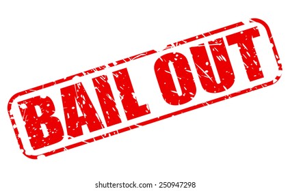 Bail out red stamp text on white