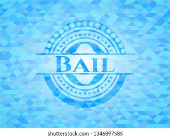 Bail realistic sky blue emblem. Mosaic background