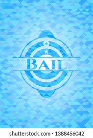 Bail sky blue emblem with triangle mosaic background