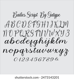 Bailies Script is versatile enough for web and print and can be used in projects such as stationery, packaging, clothing, wedding stationery.