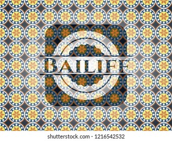 Bailiff arabic style emblem. Arabesque decoration.