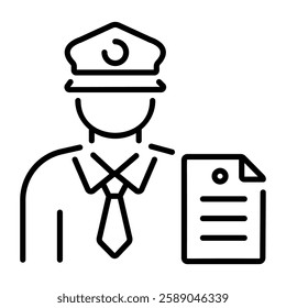 Bailiff character icon in linear style 