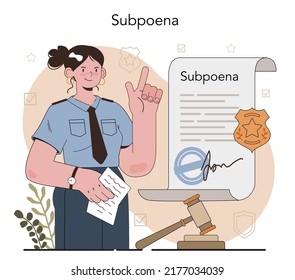 Bailiff concept. Court officer confiscating a property from owner. Law officer execute the decisions of a court. Tax fees debtor arrest. Flat vector illustration