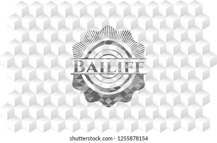 Bailiff grey emblem with geometric cube white background
